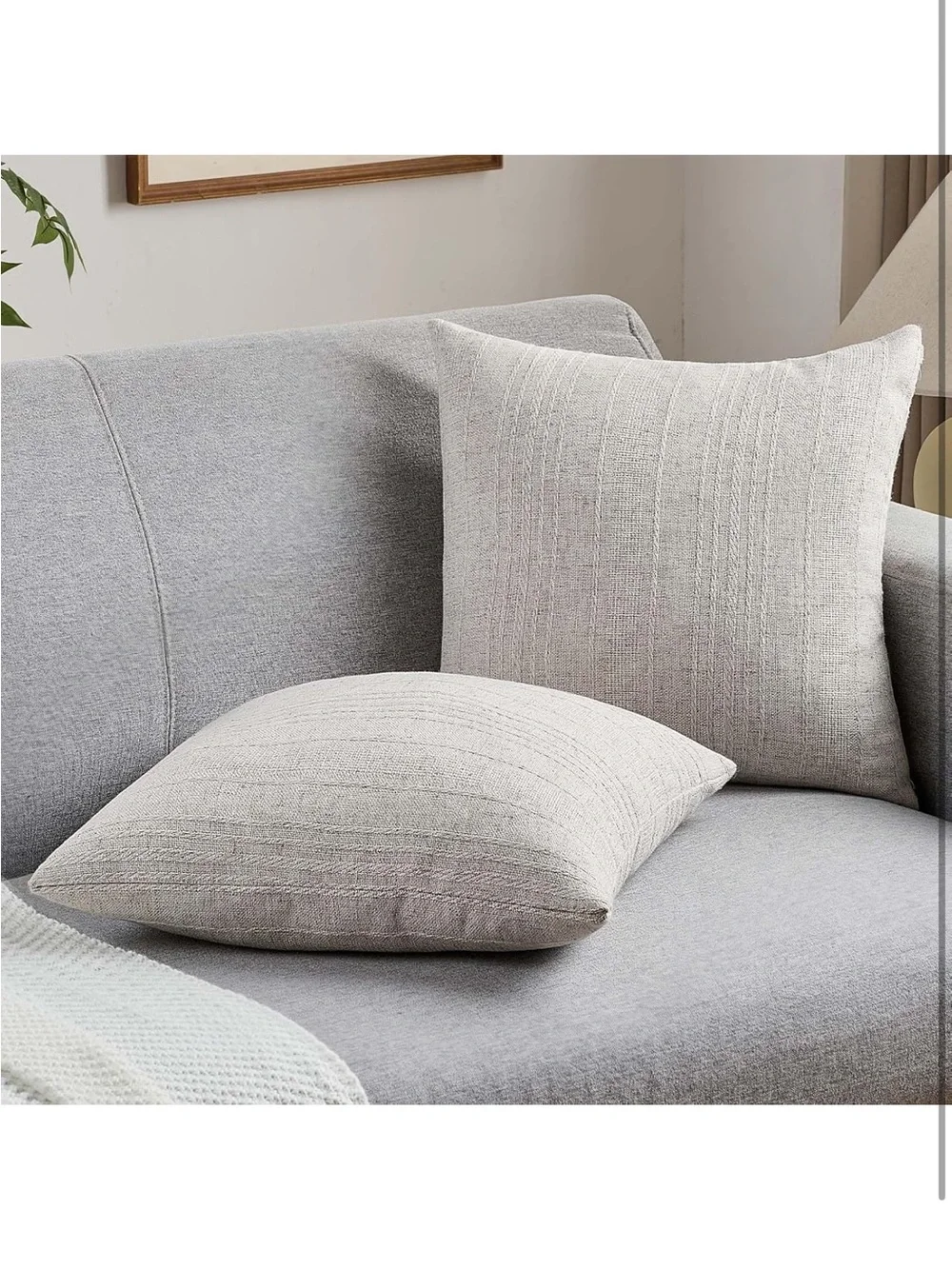 Natural Decorative Throw Pillow Covers 23x23 Inch Set of 2,Soft Linen